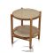 Mindi wood round table rattan top leaf stand caning wicker