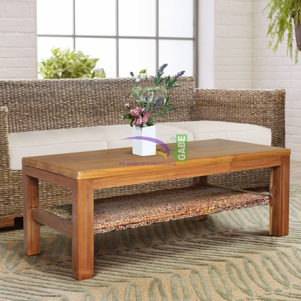 Coffee Table Teak Wood With Waterhyacinth