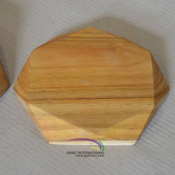 Hexagonal cutting board made of teak wood light brown mineral oil finish