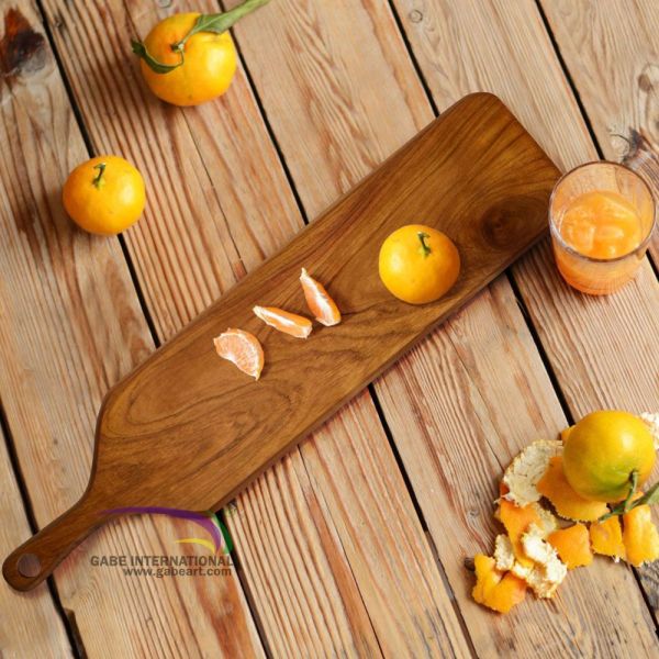 Long paddle wood cutting board