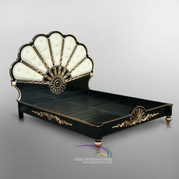 Serenity fan carved bed upholstered headboard