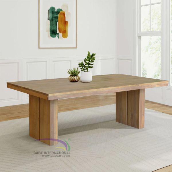 Solid Wood Dining Table Block Legs